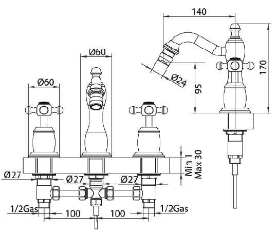 Смеситель для биде Bandini Antica 562920YY06 бронза