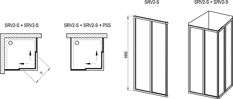 Душевая дверь Ravak Supernova SRV2-80 195 S 14V403O2Z1, профиль черный, стекло transparent