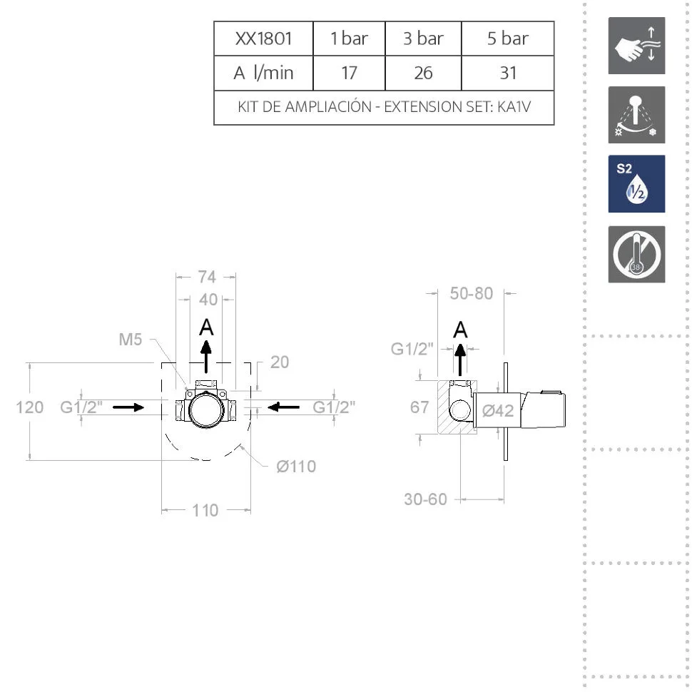 Смеситель для душа Ramon Soler Tzar 341801SOC золото