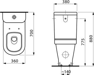 Бачок для унитаза Laufen LB3 8.2868.0.400.278.1-LCC подвод сзади, сбоку бачка