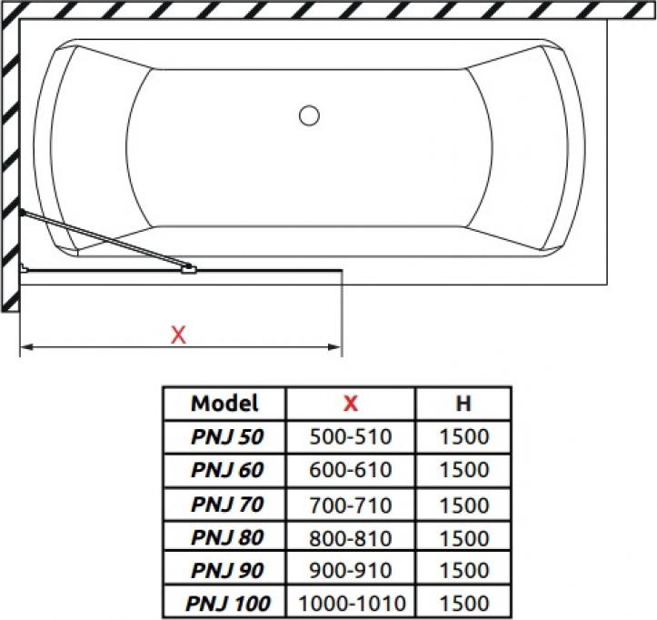 Шторка для ванной Radaway Idea PNJ 80 10001080-01-01