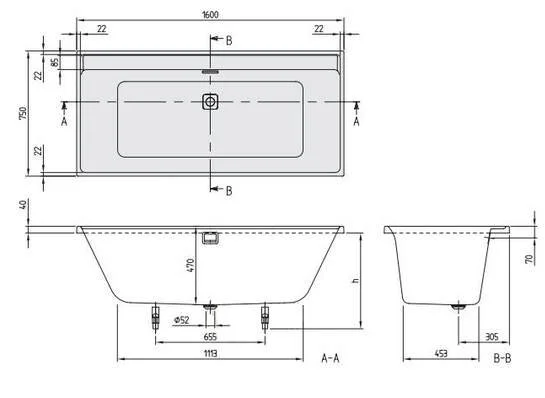 Акриловая ванна Villeroy & Boch Collaro UBA160COR2JV-RW