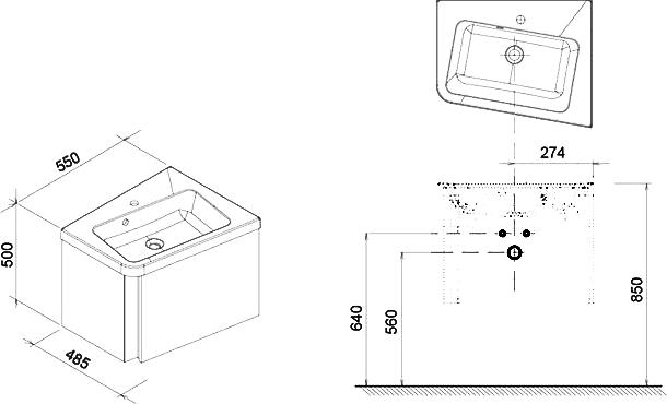 Тумба с раковиной Ravak SD 10° 55 тёмный орех R