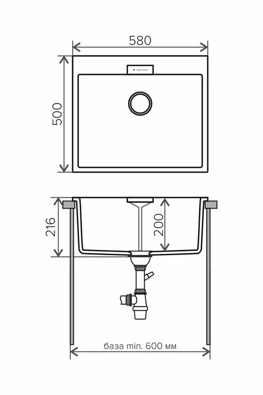 Кухонная мойка Tolero TL-580-101 бежевый желтый