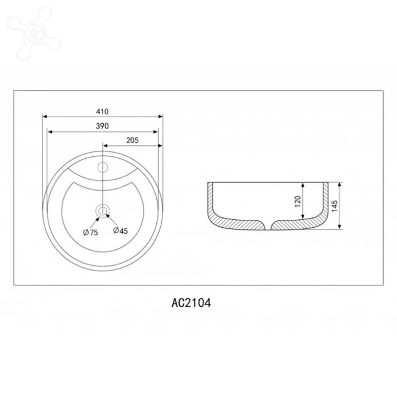 Раковина накладная Abber Bequem AC2104MB черный