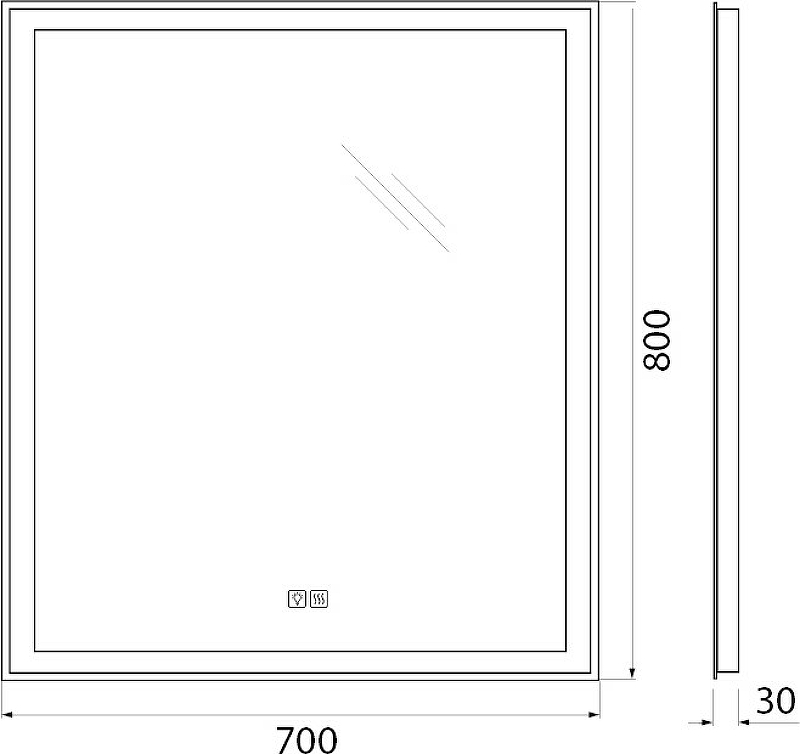 Зеркало BelBagno SPC-GRT-700-800-LED-TCH-WARM 70 см, с подсветкой, подогревом и сенсорным выключателем