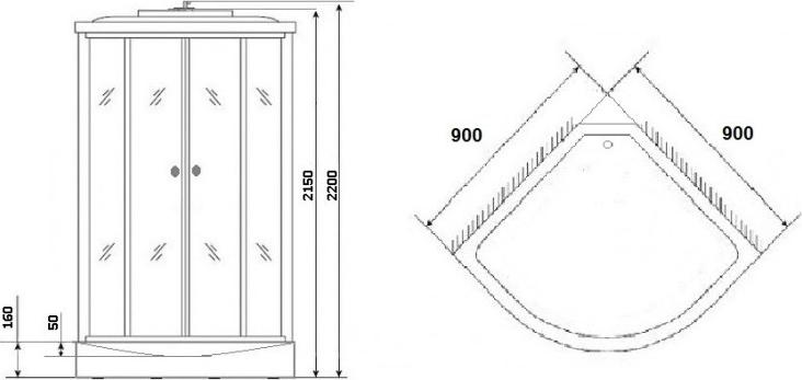 Душевая кабина Niagara Standart+ 3010154N NG-301-01N 90х90х220 стекло мозаика