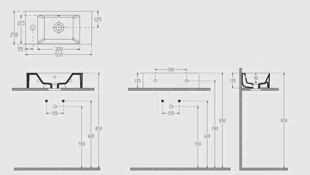 Раковина накладная Isvea SistemaZ Frame 10SF50050SV-9 белый