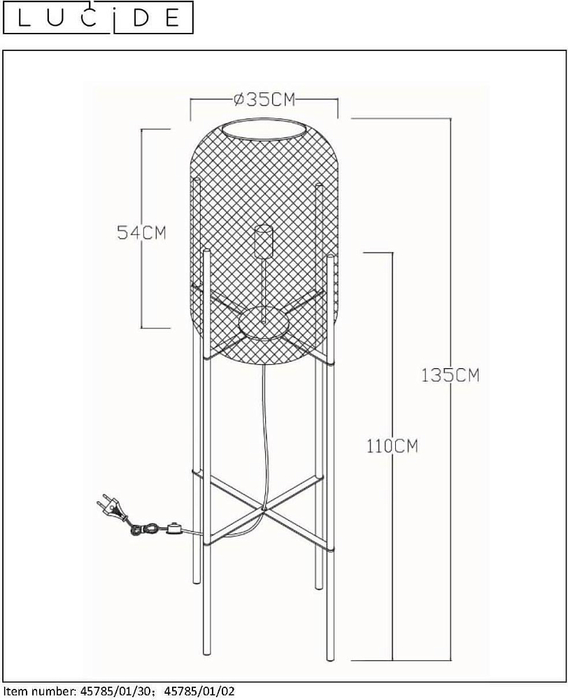 Торшер Lucide Mesh 45785/01/02