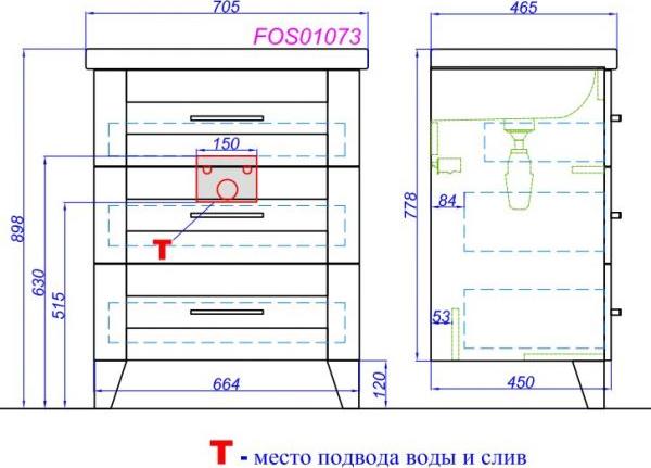 Тумба под умывальник Aqwella Фостер на ножках цвет дуб сонома