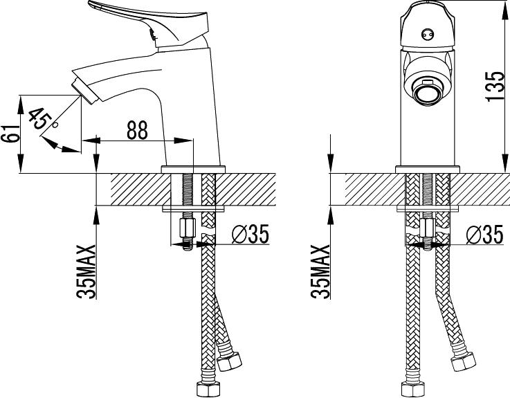 Смеситель Milardo Volga VOLSB00M01 для раковины