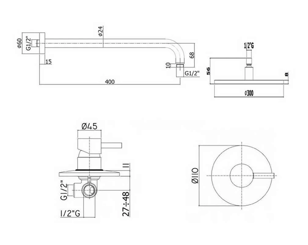 Душевая система Paffoni KIT LIG KITLIG011BOKING белый