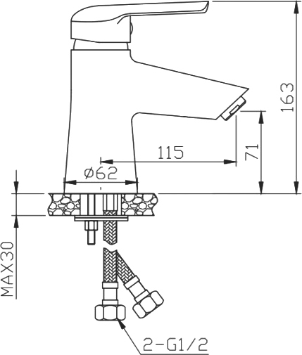 Смеситель для раковины 1 Orange Tony M54-021Gr, графит