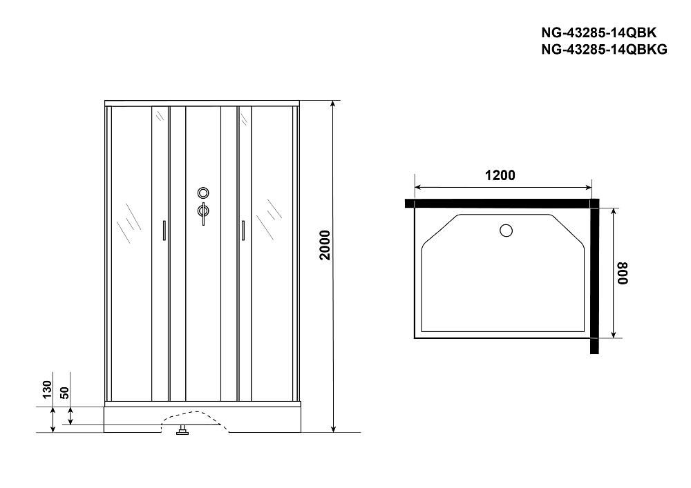 Душевая кабина Niagara Classic 432853QBK стекло матовое, профиль серебро