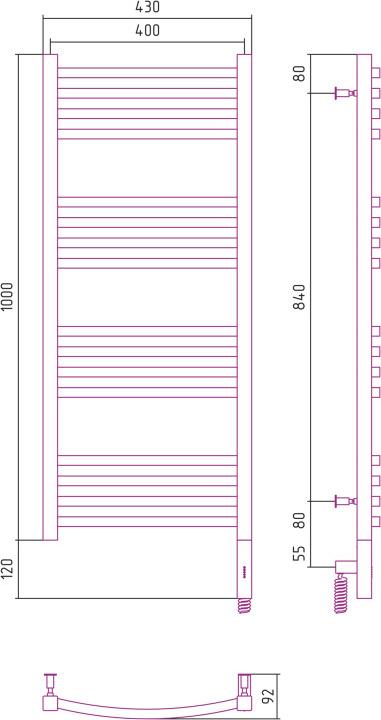 Полотенцесушитель электрический Сунержа Аркус 3.0 1000x400 00-5705-1040 МЭМ правый, хром