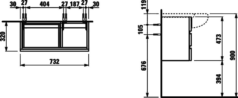 Тумба с раковиной Laufen Alessi one 4.2445.0.097.631.1