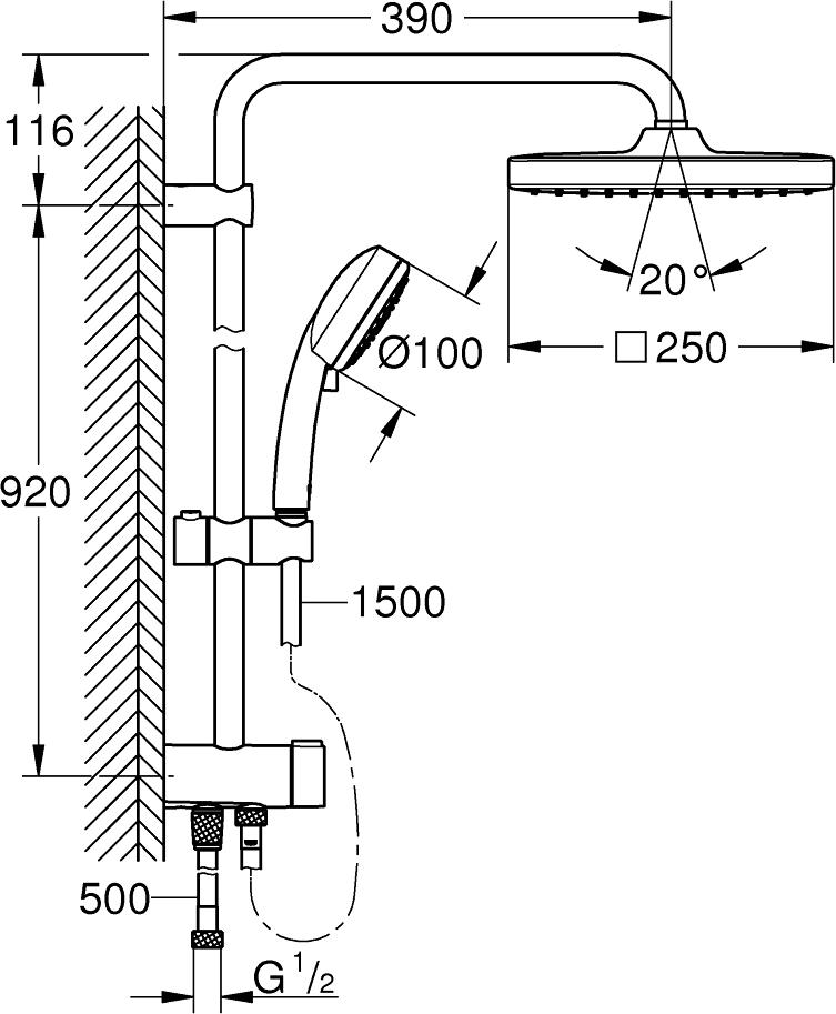 Душевая стойка Grohe Tempesta Cosmopolitan 26694000, хром