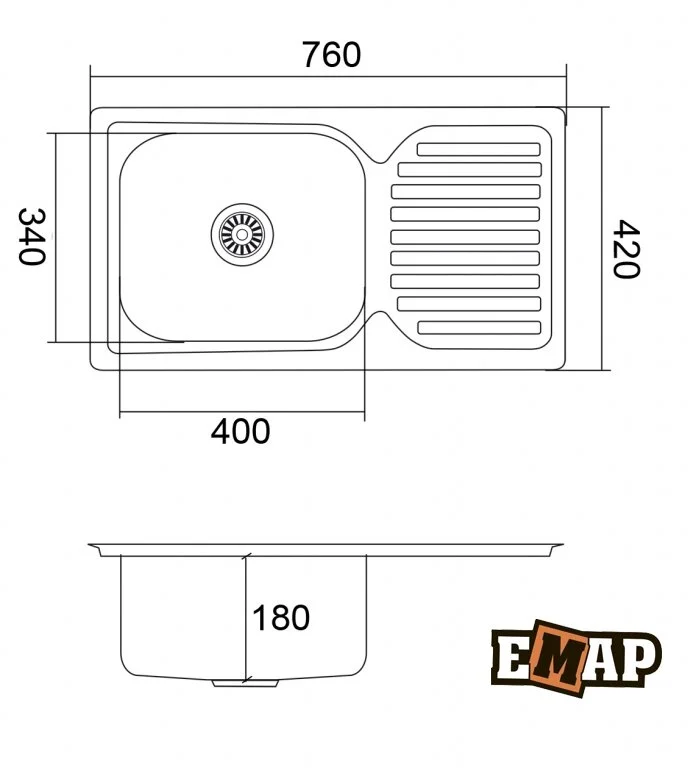 Кухонная мойка Emar ЕМ-302A хром