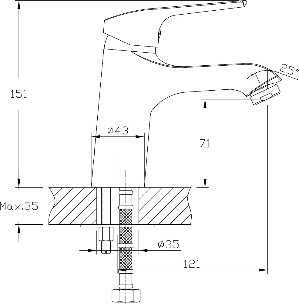 Смеситель для раковины STWORKI Брамминг BR-01cr