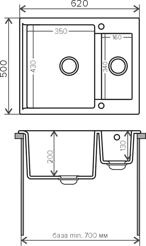 Кухонная мойка Polygran Brig Brig-620 песочный № 302 бежевый