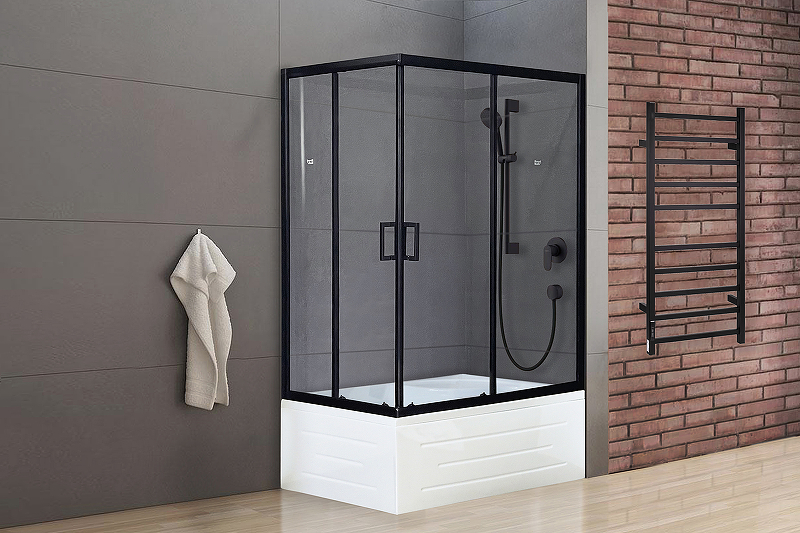 Душевой уголок Royal Bath BP 120x80 RB8120BP-T-BL-R, профиль черный стекло прозрачное