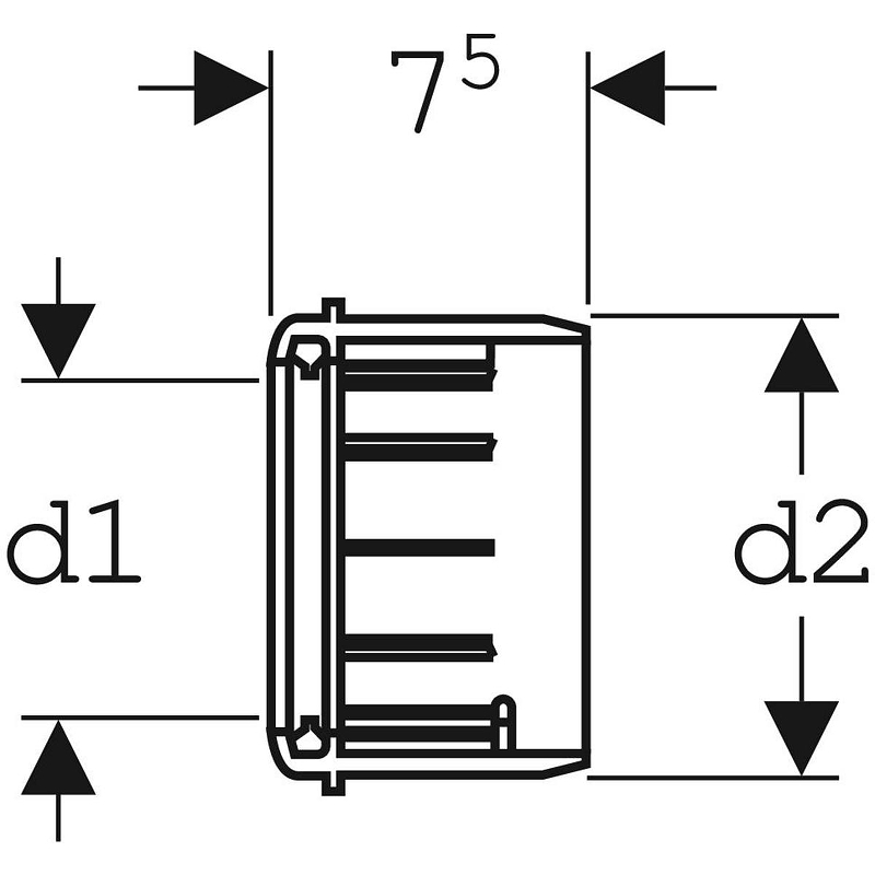 Переходная муфта Geberit PE 367.928.16.1, черная