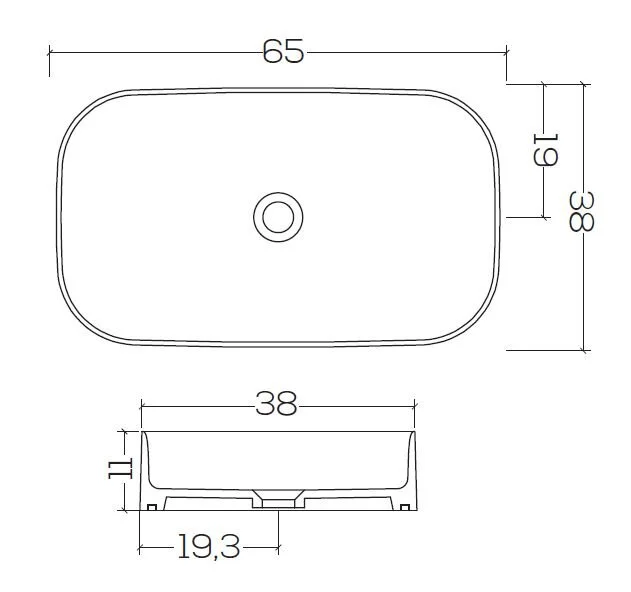 Раковина Galassia SmartB 7407, накладная, 65 х 38 см, белая