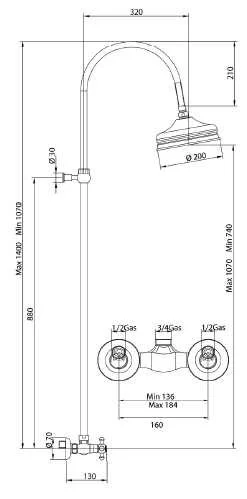 Душевая система Bandini Antica 664720JJ06 коричневый