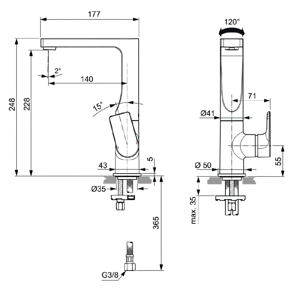 Смеситель для раковины Ideal Standard Edge A7111AA хром