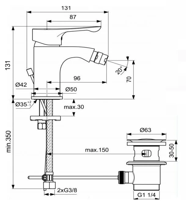 Смеситель для биде Ideal Standard Dot BC323AA хром