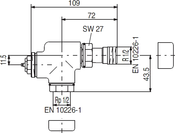 Термостат Oventrop E DN 15 соосный белый 1/2"