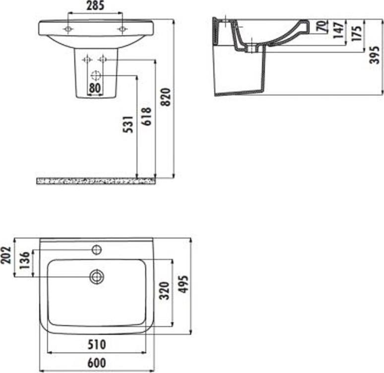 Раковина Creavit Lara 60 LR060-00CB00E-0000, белый