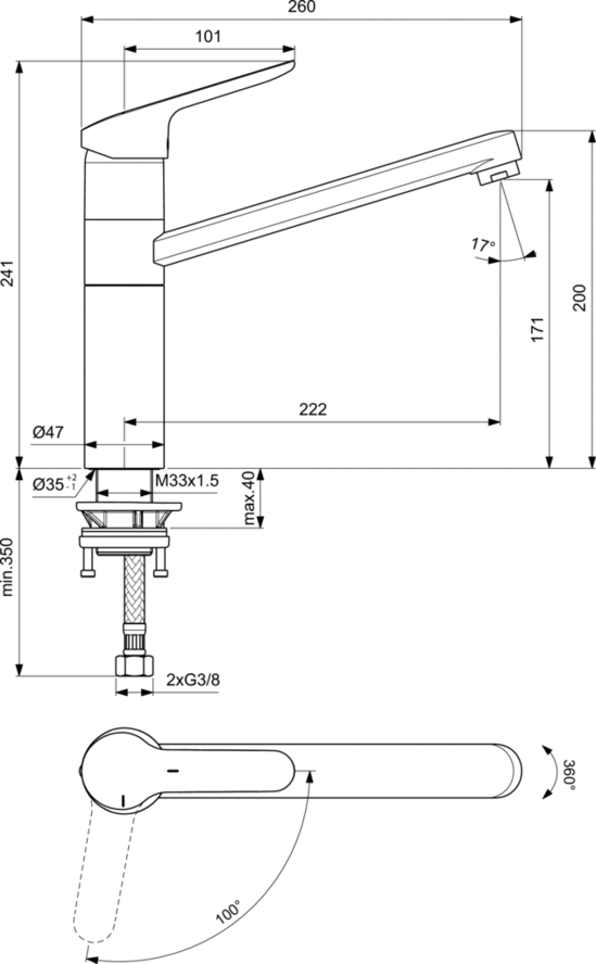 Смеситель Ideal Standard Ceraflex BC135AA для кухонной мойки, хром