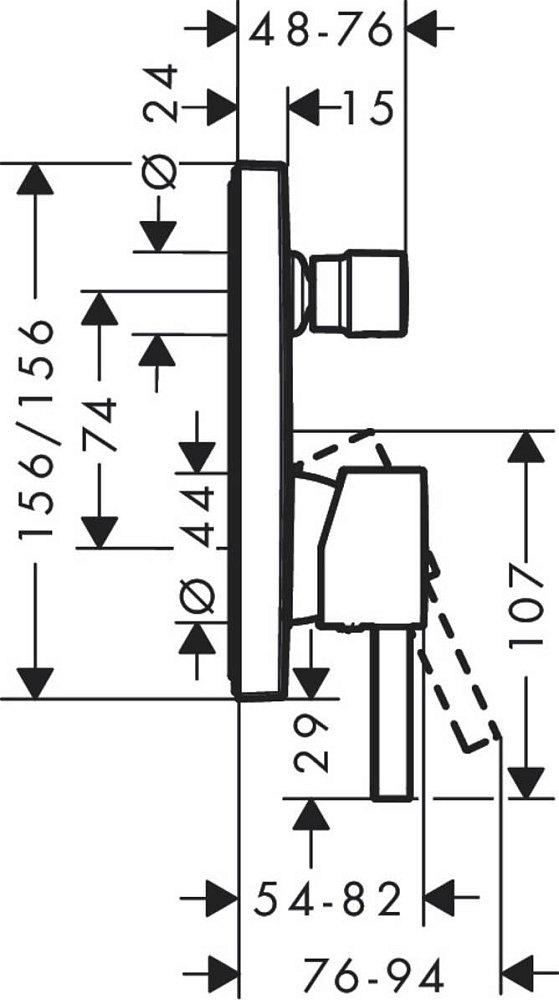 Смеситель для ванны с душем Hansgrohe Finoris 76415670, матовый чёрный