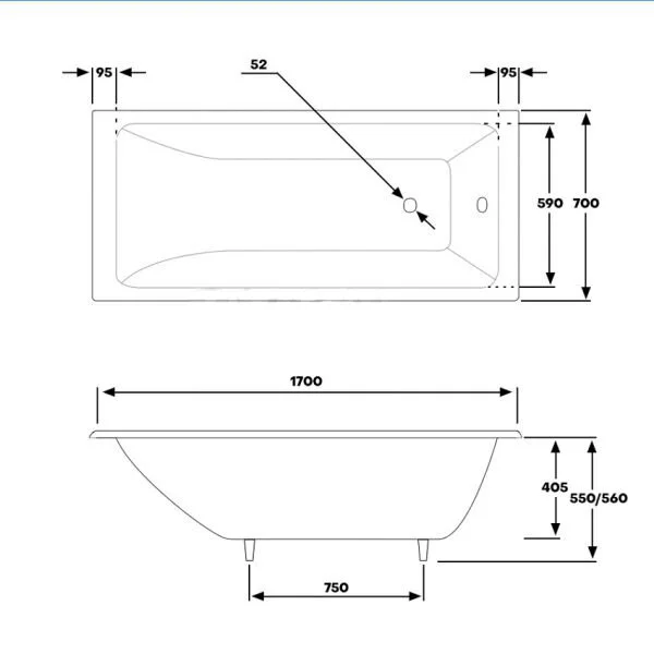 Чугунная ванна Byon Vilma 170х70 V0000096 белый