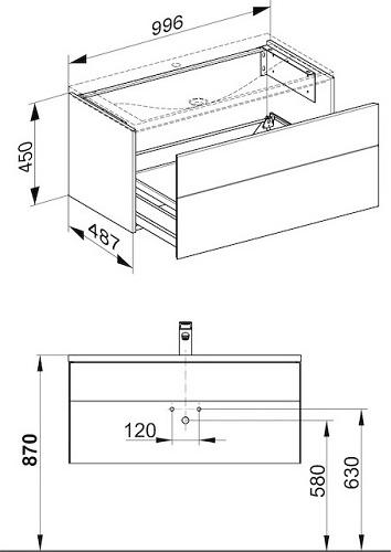 Тумба с раковиной Keuco Royal Reflex 100 39604210100, белый