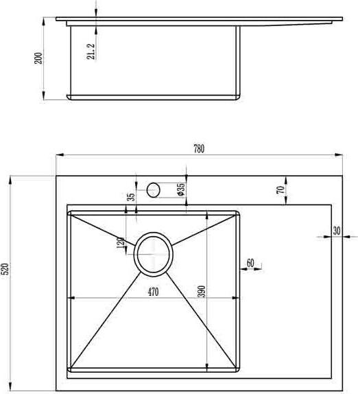 Кухонная мойка Zorg Master R LINUS 78х52х20 ZM R-7852-L