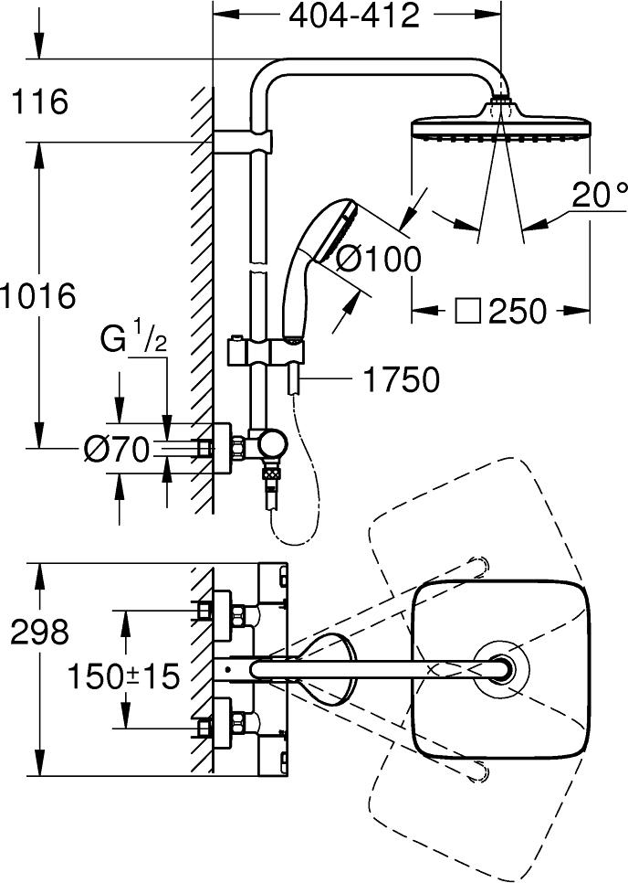 Душевая стойка Grohe Vitalio Start 26696000, хром