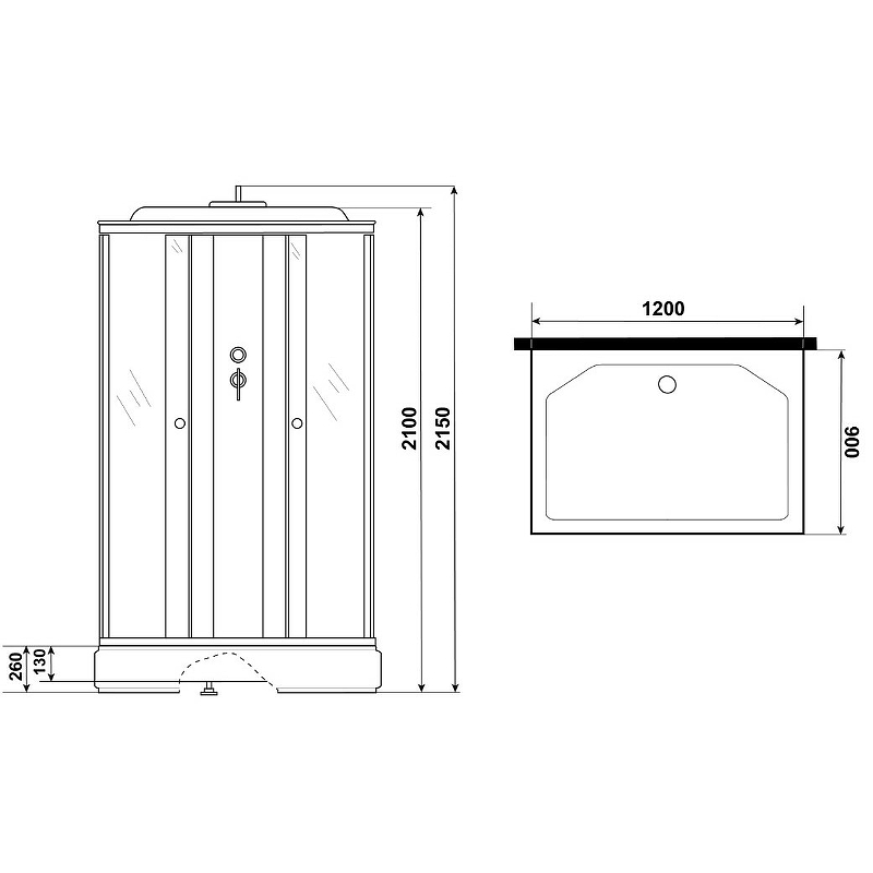 Душевая кабина Niagara Promo 120x90 P120/90/26Q/MT без гидромассажа