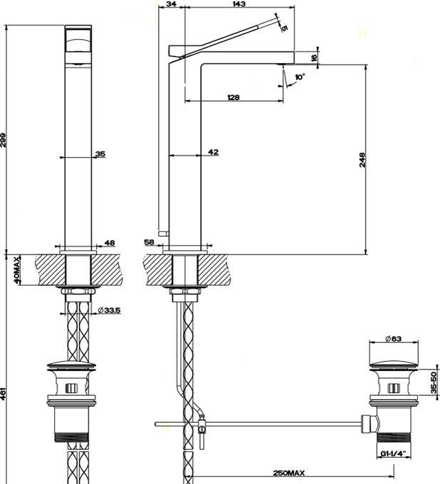 Смеситель для раковины Gessi Rettangolo K 53005#031, хром