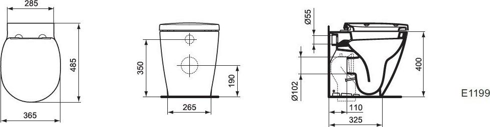 Приставной унитаз Ideal Standard Connect Space E119901, белый