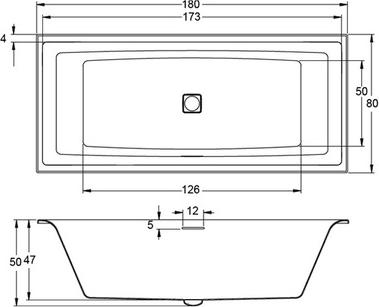 Акриловая ванна Riho Still Square 180x80 подголовник слева B099004005