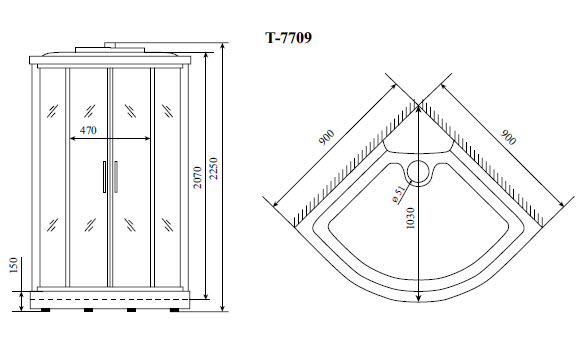 Кабина душевая Timo Lux T-7709(NEW)