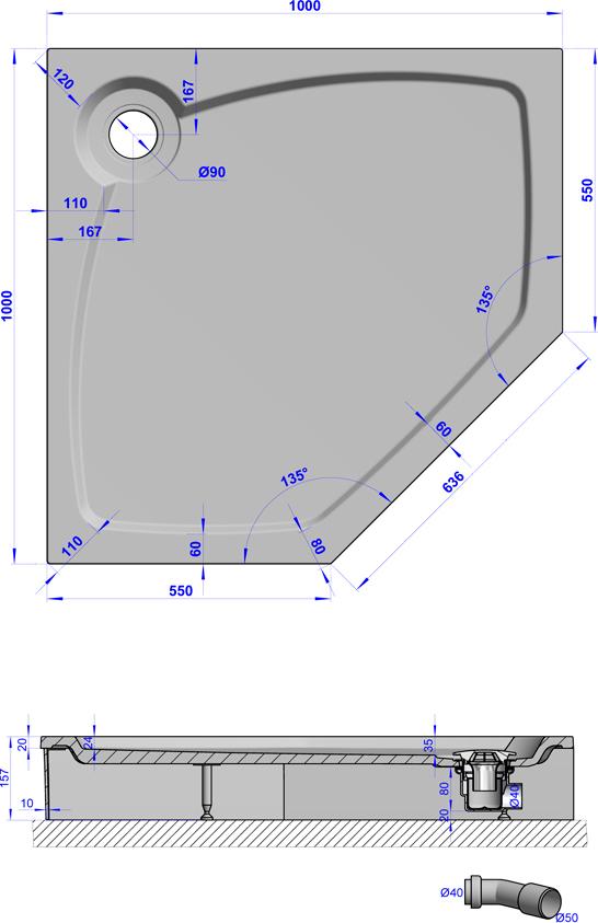 Поддон для душа GuteWetter Deluxe 100x100x16 P чёрный