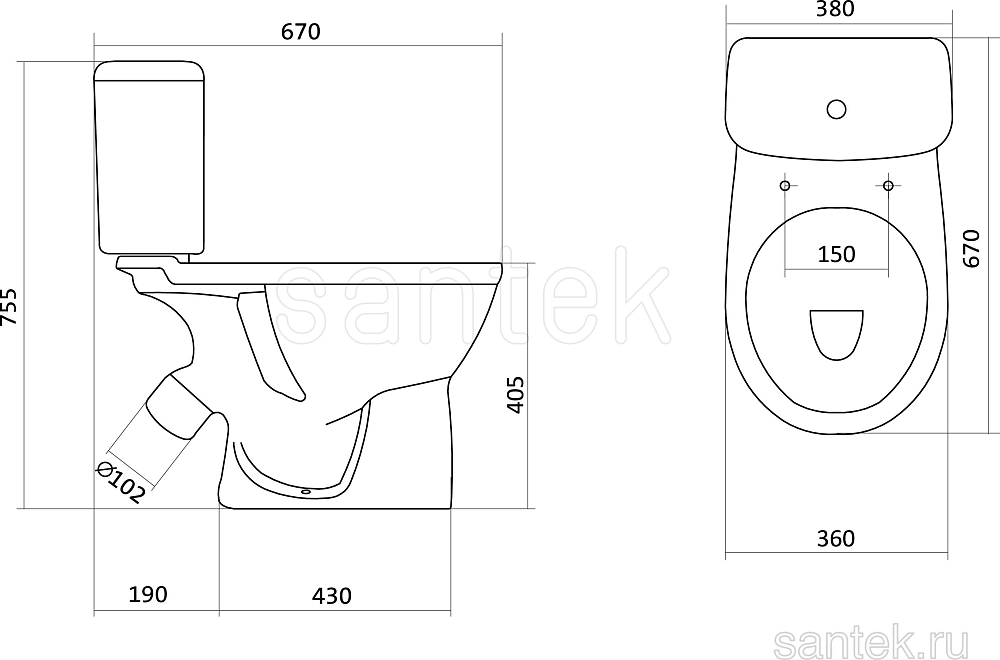 Унитаз-компакт Santek Бореаль 1WH302144 с крышкой-сиденьем стандарт