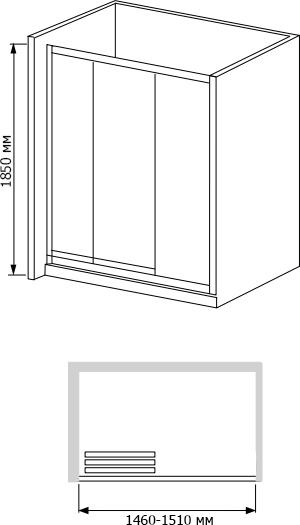 Душевая дверь в нишу RGW Classic CL-11 (1460-1510)х1850 профиль хром стекло чистое