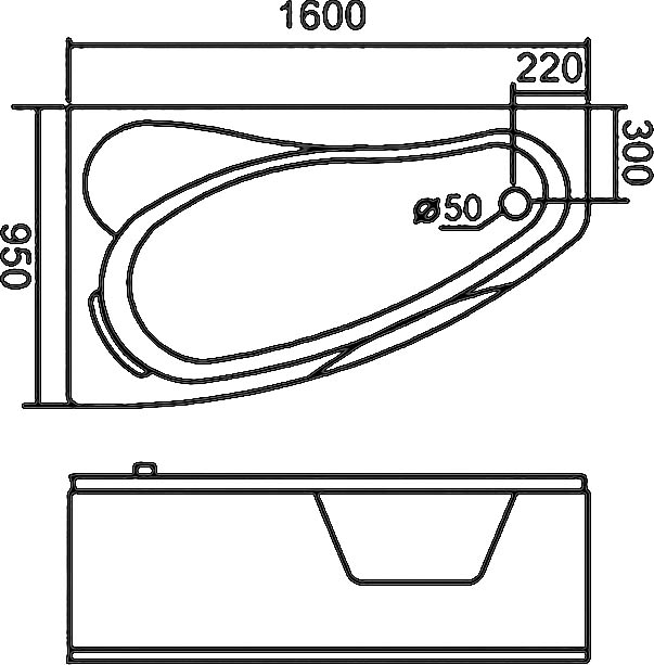 Акриловая ванна Gemy 160х95 G9046 K L