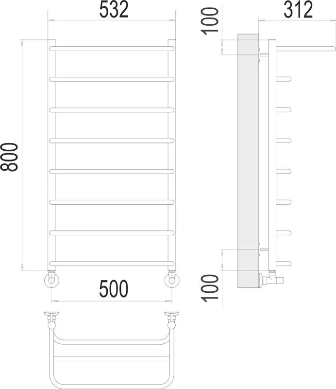 Полотенцесушитель водяной Terminus Полка 4670078530295 хром