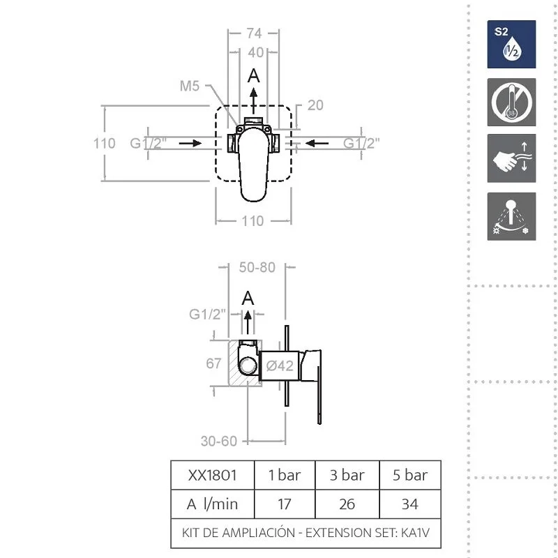 Смеситель для душа Ramon Soler Alexia 361801SOC золото