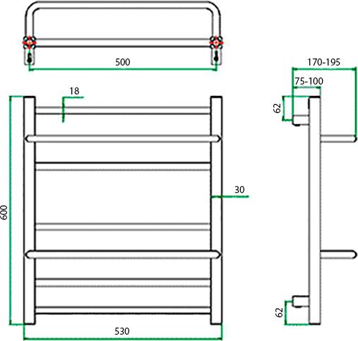 Полотенцесушитель водяной Grota Vista 53x60